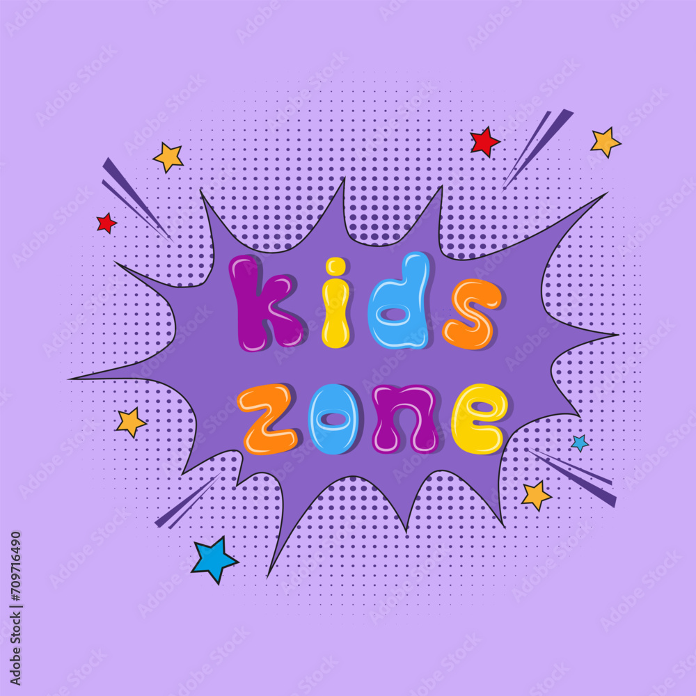Kids zone banner, emblem or logo in cartoon style. Place for fun and play