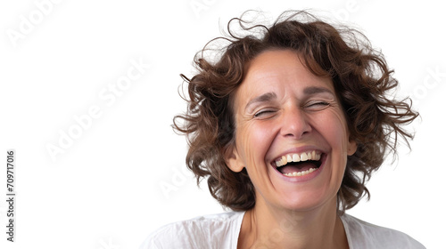 Adult Lady Laughs Naturally on a transparent background photo