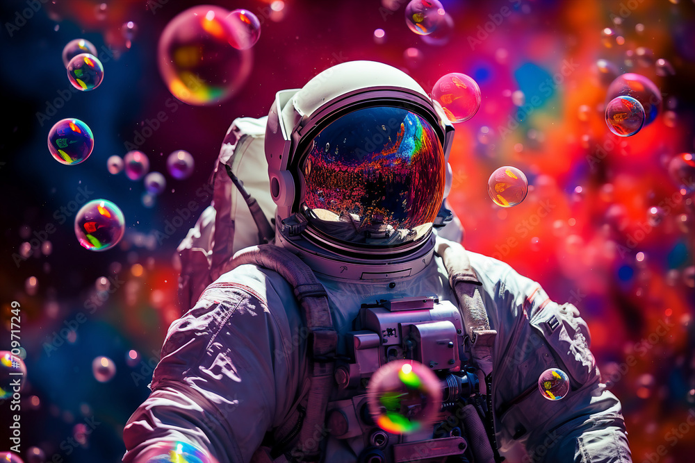 Generative AI picture of astronaut spaceman woman do space walk working space station in outer space futurism Generative AI picture of astronaut spaceman woman do space walk working space station in outer space futurism