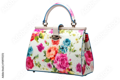 Blooms Floral Print Handbag Isolated On Transparent Background