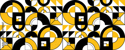 Seamless vector abstract background in yellow color, geometric seamless pattern, tiling endless wallpaper with geometrical shapes structure.