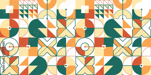 Seamless vector abstract background, geometric seamless pattern, tiling endless wallpaper with geometrical shapes structure in ethnic colors.