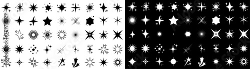 Retro futuristic sparkle icons collection set. Sparkling star. Vector illustration