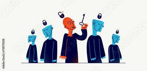 Matrix mind control and totalitarian society and state and one person has freed from control, psychological and social cultural matrix and liberation and nonconformist.