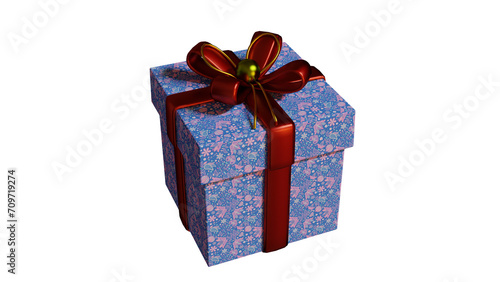 Blue decor gift box with ribbon transparent © Jephin