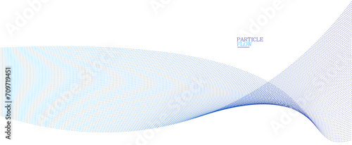 Light blue abstract background, vector wave of flowing particles, curvy lines of dots in motion, technology and science theme, airy and ease futuristic illustration.