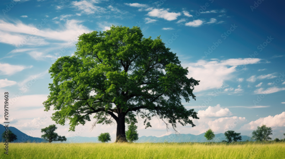 landscape with tree and sky in the summer created with Generative AI technology landscape with tree and sky in the summer created with Generative AI technology