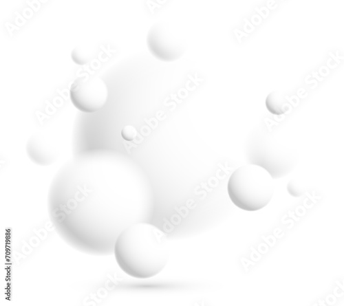 Defocused light levitating spheres atmospheric ambient vector background, 3D balls dynamic design, soft and easy futuristic wallpaper.