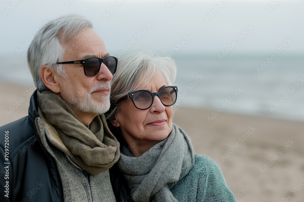 Portrait of a senior couple. Man and woman. Winter. Nostalgic mood. Portrait of a senior couple. Man and woman. Winter. Nostalgic mood.