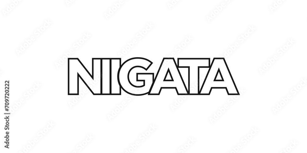 Niigata in the Japan emblem. The design features a geometric style, vector illustration with bold typography in a modern font. The graphic slogan lettering. Niigata in the Japan emblem. The design features a geometric style, vector illustration with bold typography in a modern font. The graphic slogan lettering.