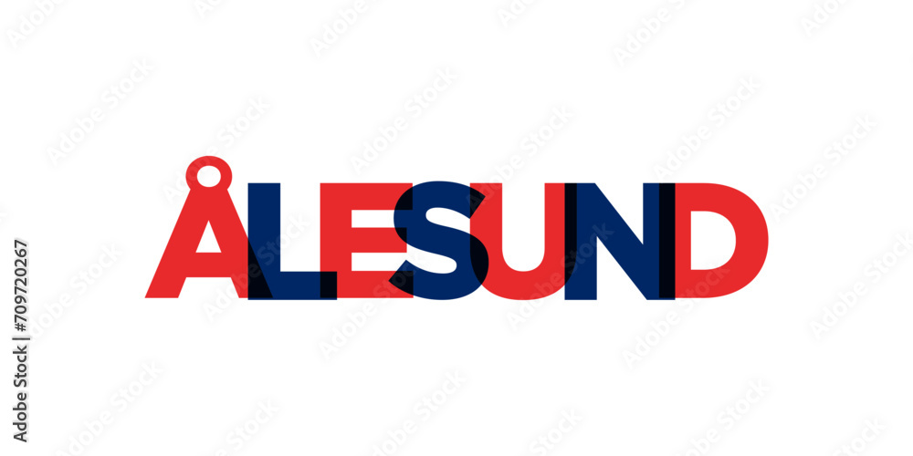 Alesund in the Norway emblem. The design features a geometric style, vector illustration with bold typography in a modern font. The graphic slogan lettering. Alesund in the Norway emblem. The design features a geometric style, vector illustration with bold typography in a modern font. The graphic slogan lettering.