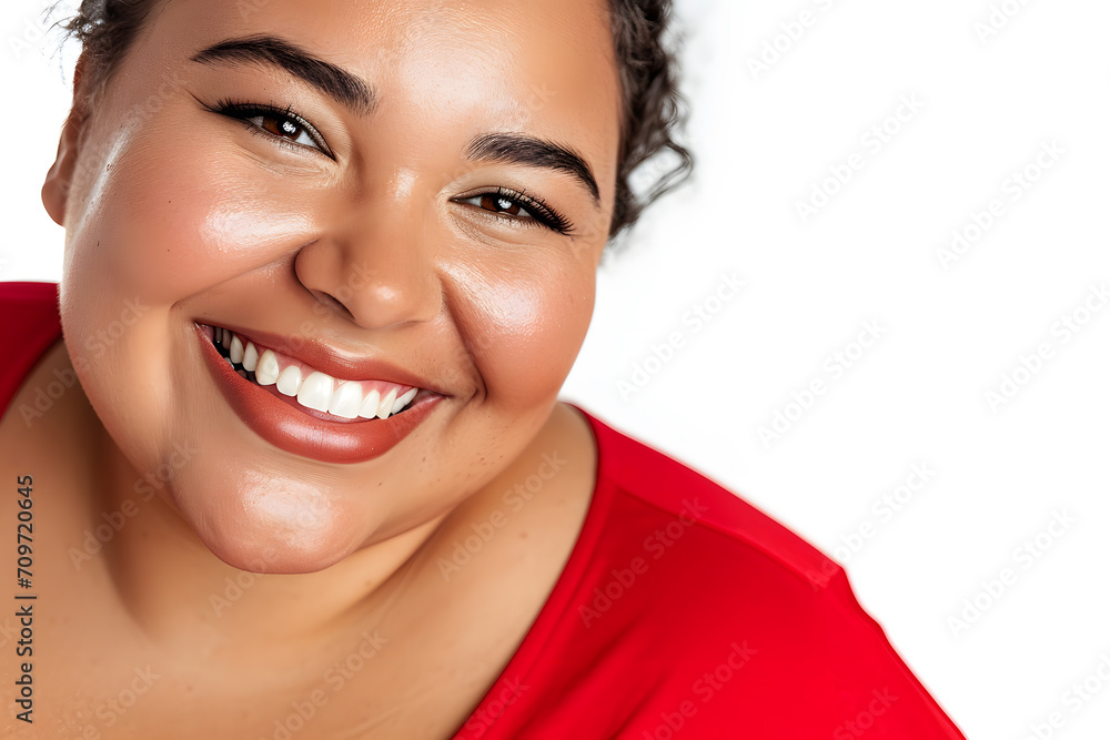 Closeup portrait of Young beautiful plus size woman. Model woman laughing and smiling. Healthy face skin care beauty, skincare cosmetics, dental. Closeup portrait of Young beautiful plus size woman. Model woman laughing and smiling. Healthy face skin care beauty, skincare cosmetics, dental.