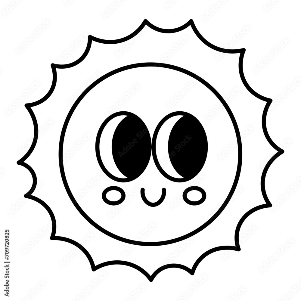 Kawaii Sun cartoon line icon. Kawaii Sun cartoon line icon.