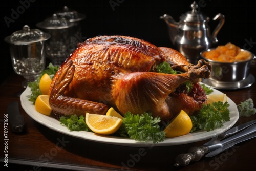 3D Render of Thanksgiving Roast Turkey, on an isolated White background, Generative AI