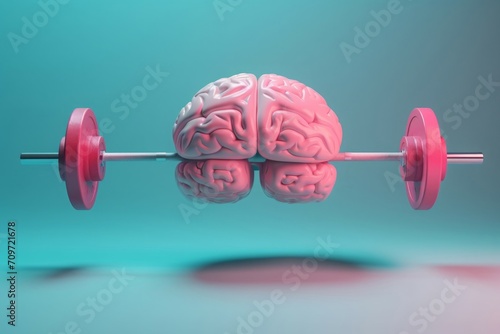 Brain fitness barbell. Sprot school brain mind exercise strong idea. Generate Ai