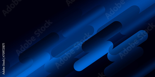 Abstract blue technology geometric pattern on dark blue background. Perspective lines graphic design. Modern futuristic geometric shapes moving with copy space for text photo
