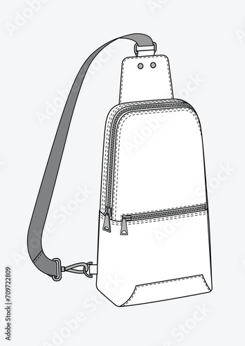 Crossbody backpack with one strap, vector illustration