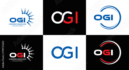 OGI logo. O G I design. White OGI letter. OGI, O G I letter logo design. Initial letter OGI linked circle uppercase monogram logo. O G I letter logo vector design. OGI letter logo design five style.	

