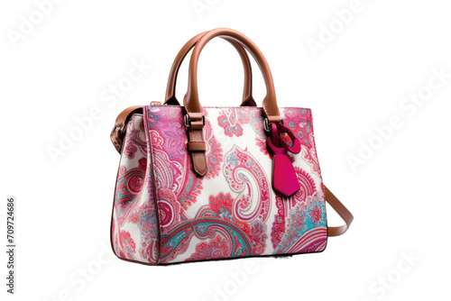 Chic Paisley Print Bag Isolated On Transparent Background