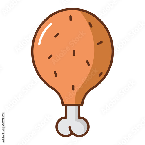 Chicken thighs icon fried.
