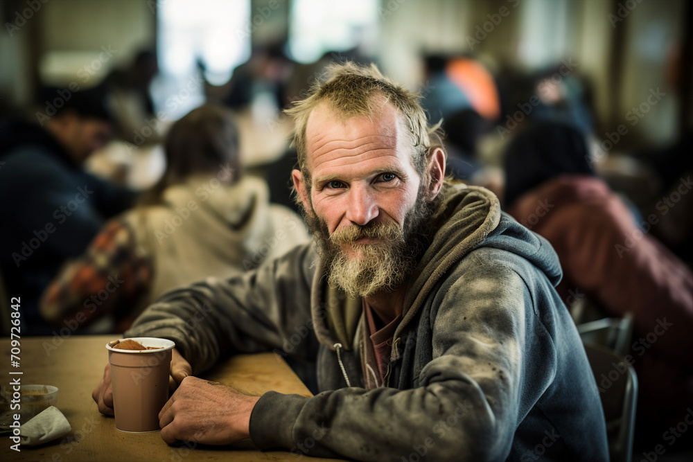 Generative AI picture of desperate homeless person man woman child poor helpless in the street Generative AI picture of desperate homeless person man woman child poor helpless in the street