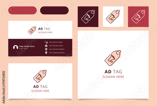 Ad Tag logo brand business card. Branding book affilate marketing collection. Thin Ad Tag logo