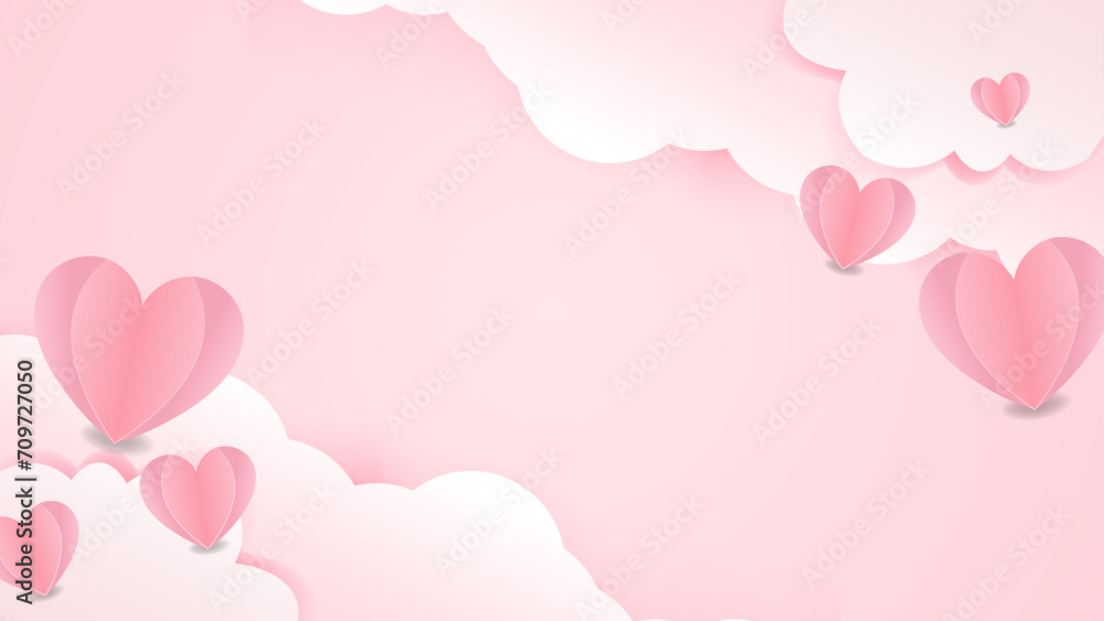 Heart background valentine pink love with sky theme.