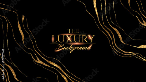 Black and Gold Abstract Luxury Background. Modern Minimal Premium Design Template. Amazing Welcome Invite. Grand Celebration Banner for Birthday and Anniversary. Elegant Decorative Layout Template.