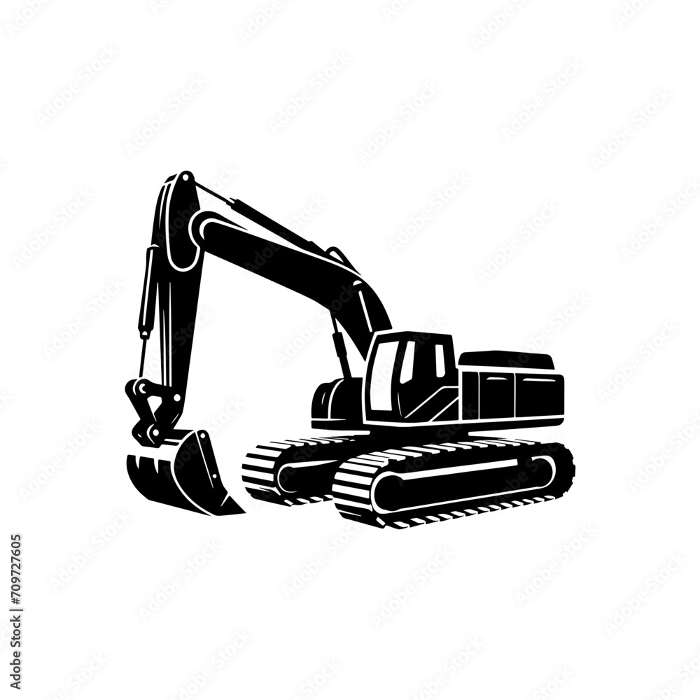 Simple Excavator Logo Flat Black Vector Simple Excavator Logo Flat Black Vector