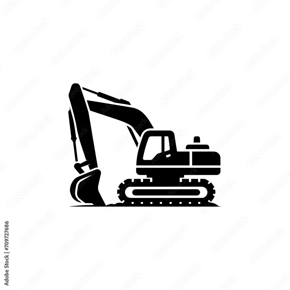Simple Excavator Logo Flat Black Vector Simple Excavator Logo Flat Black Vector
