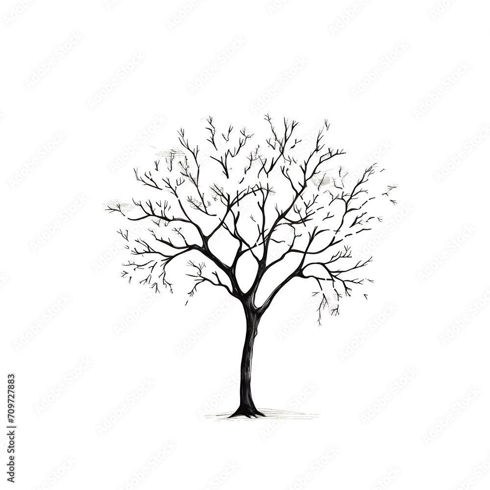 Tree drawing on transparent background PNG