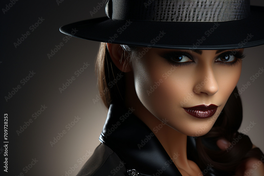 Old fashioned detective or mafia man woman in retro style hat Generative AI picture portrait Old fashioned detective or mafia man woman in retro style hat Generative AI picture portrait