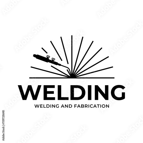 Welding torch logo design. Welder tool vector design. Welding work logotype. photo