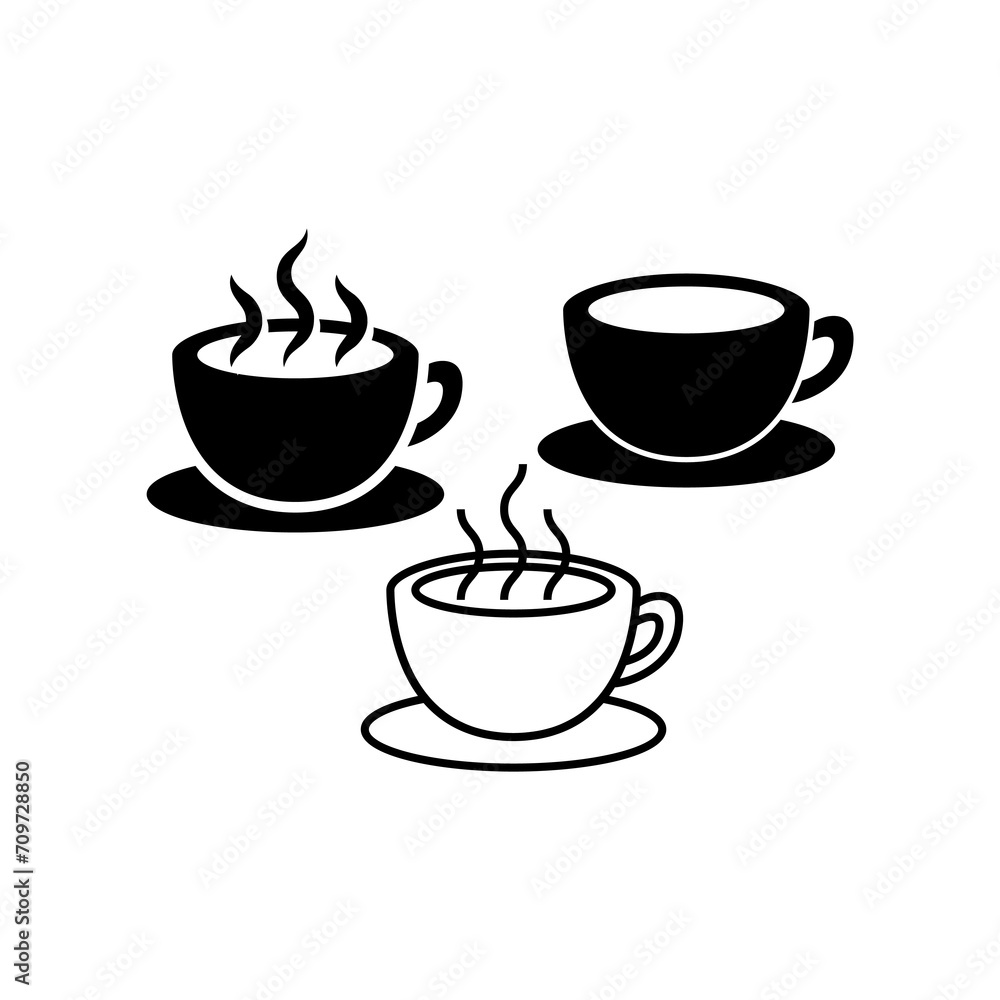 Obraz premium Coffee cup icon set. Cups of coffee tea collection.