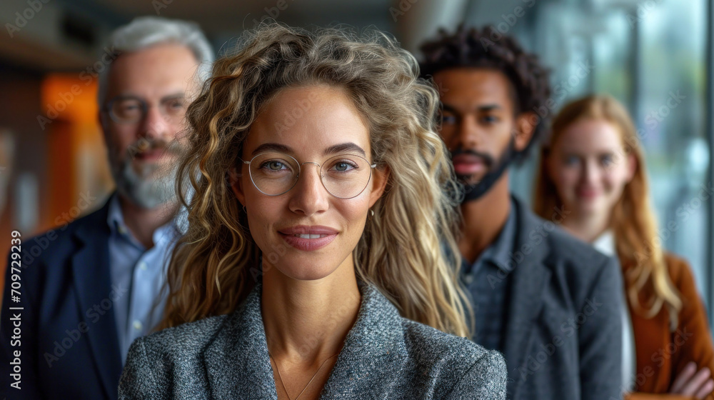 Fototapeta premium portrait group of different ethnicity diversity people in team office. equality concept.