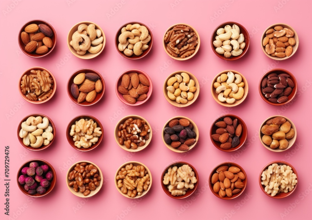 View of allergens commonly found in nuts. close up view of the nuts. all different kinds of nuts in the bowl View of allergens commonly found in nuts. close up view of the nuts. all different kinds of nuts in the bowl