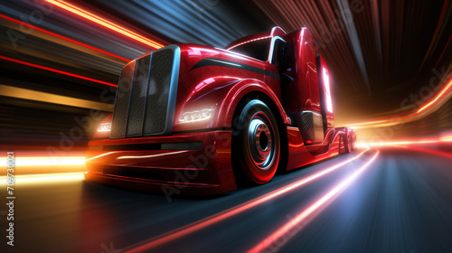 semi truck wallpaper Powerful acceleration of a super truck illustration . Closeup poster