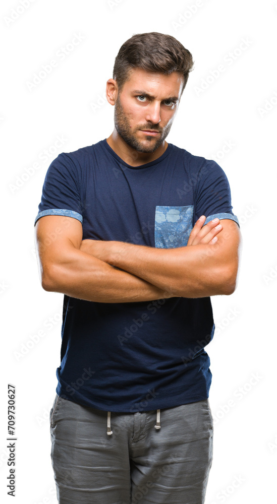 Young handsome man over isolated background skeptic and nervous, disapproving expression on face with crossed arms. Negative person. Young handsome man over isolated background skeptic and nervous, disapproving expression on face with crossed arms. Negative person.