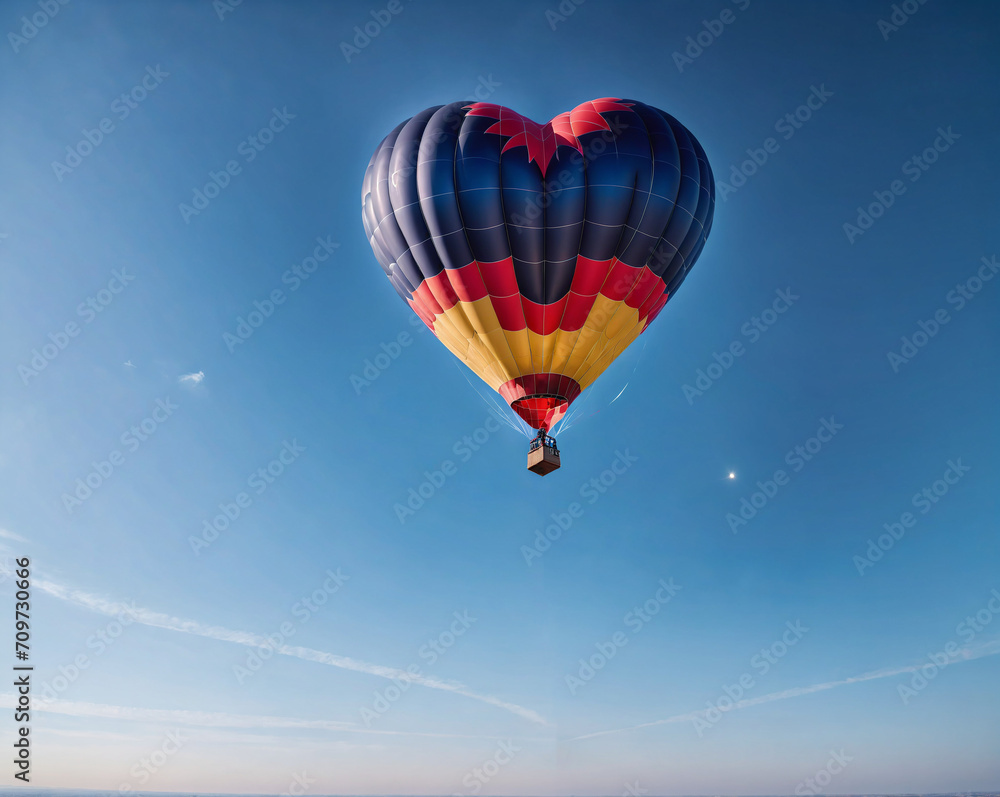 Fototapeta premium a large red heart-shaped balloon against a blue sky. Generated AI.