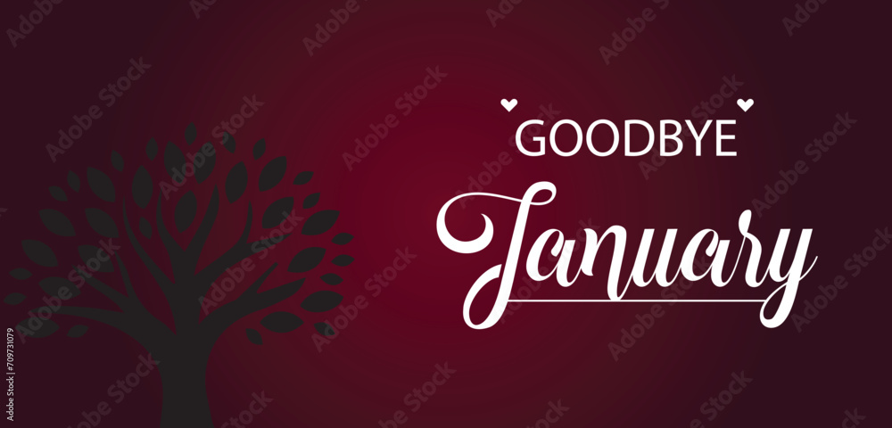 Good Bye January Beautiful Text  illustration Design