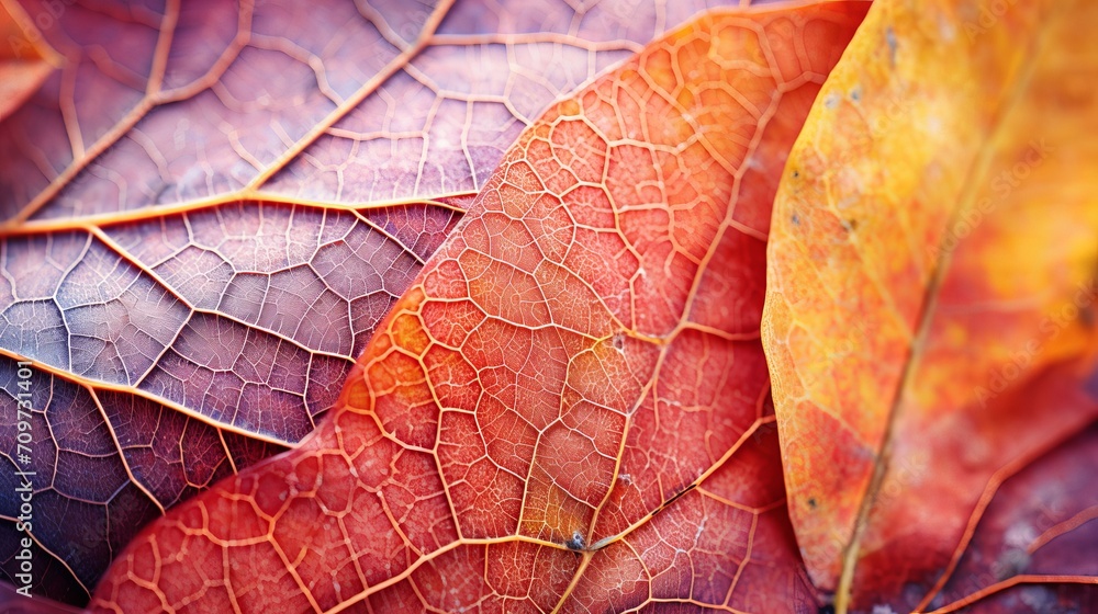 Fototapeta premium macro image of a vibrant dried leaf in fall