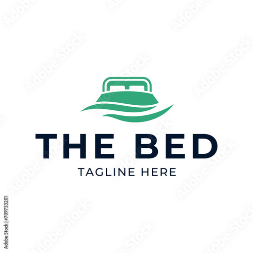 Bed store logo. Simple Furniture Bed Store Logo Template Vector
