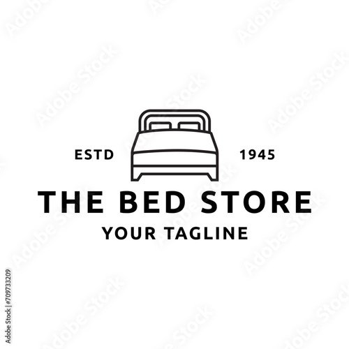 Bed store logo. Simple Furniture Bed Store Logo Template Vector
