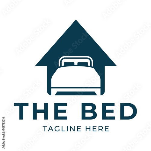 Bed store logo. Simple Furniture Bed Store Logo Template Vector
