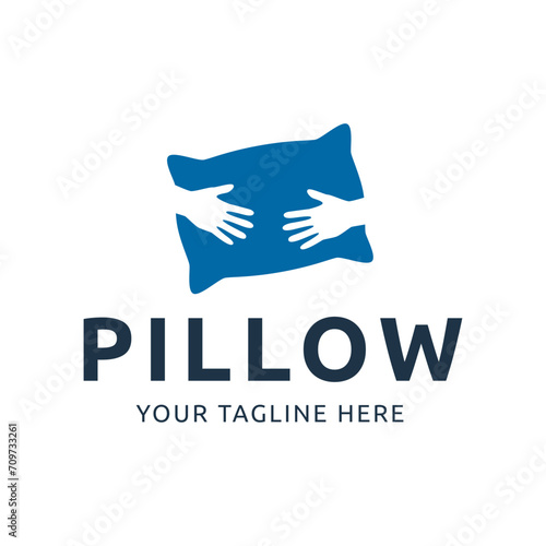 Simple Design Sleeping Pillow. Logo for Business, Interior, Furniture and Sleep Symbol.