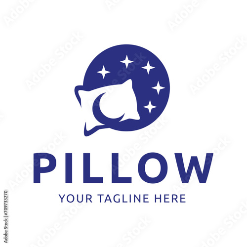 Simple Design Sleeping Pillow. Logo for Business, Interior, Furniture and Sleep Symbol.