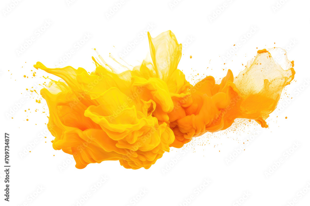 Radiant Yellow Orange Splash Isolated On Transparent Background - obrazy, fototapety, plakaty 