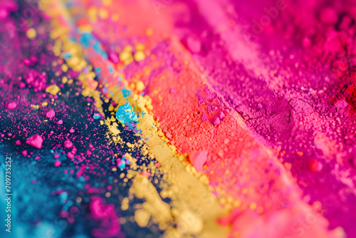 Close-up of Colorful holi powders, festival of colors in India