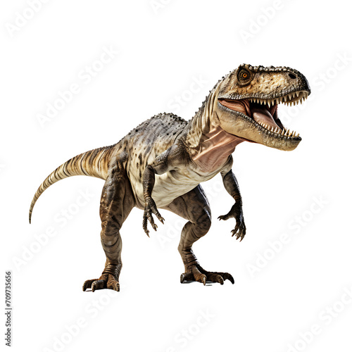 Realistic images of fierce dinosaurs on transparent background PNG  easy to use.