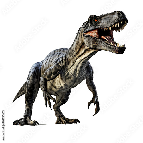 Realistic images of fierce dinosaurs on transparent background PNG, easy to use.